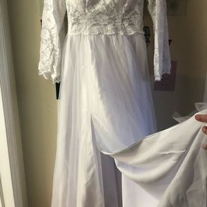 Long-sleeve floor length wedding dress